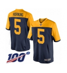 Men's Green Bay Packers #5 Paul Hornung Limited Navy Blue Alternate 100th Season Football Jersey