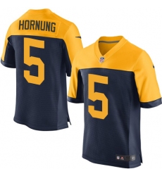 Men's Nike Green Bay Packers #5 Paul Hornung Elite Navy Blue Alternate NFL Jersey