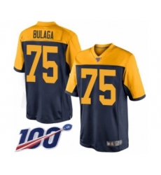 Men's Green Bay Packers #75 Bryan Bulaga Limited Navy Blue Alternate 100th Season Football Jersey
