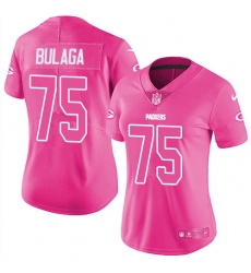 Women's Nike Green Bay Packers #75 Bryan Bulaga Limited Pink Rush Fashion NFL Jersey