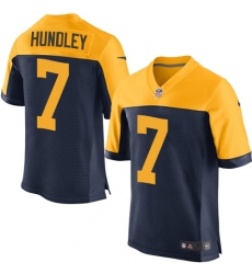 Men's Nike Green Bay Packers #7 Brett Hundley Elite Navy Blue Alternate NFL Jersey