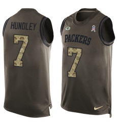 Men's Nike Green Bay Packers #7 Brett Hundley Limited Green Salute to Service Tank Top NFL Jersey