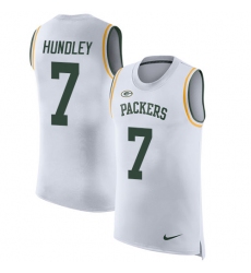 Men's Nike Green Bay Packers #7 Brett Hundley Limited White Rush Player Name & Number Tank Top NFL Jersey