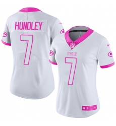 Women's Nike Green Bay Packers #7 Brett Hundley Limited White/Pink Rush Fashion NFL Jersey