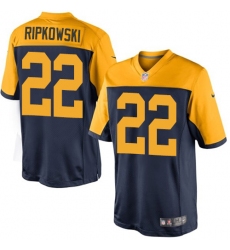 Youth Nike Green Bay Packers #22 Aaron Ripkowski Elite Navy Blue Alternate NFL Jersey
