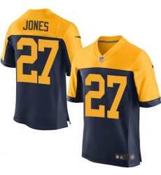 Men's Nike Green Bay Packers #27 Josh Jones Elite Navy Blue Alternate NFL Jersey