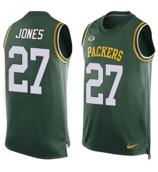 Men's Nike Green Bay Packers #27 Josh Jones Limited Green Player Name & Number Tank Top NFL Jersey