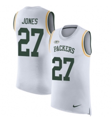 Men's Nike Green Bay Packers #27 Josh Jones Limited White Rush Player Name & Number Tank Top NFL Jersey