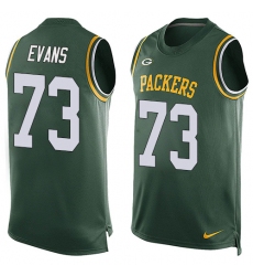 Men's Nike Green Bay Packers #73 Jahri Evans Limited Green Player Name & Number Tank Top NFL Jersey