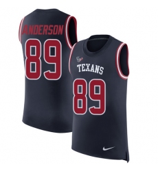 Men's Nike Houston Texans #89 Stephen Anderson Limited Navy Blue Rush Player Name & Number Tank Top NFL Jersey