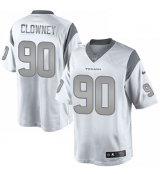 Men's Nike Houston Texans #90 Jadeveon Clowney Limited White Platinum NFL Jersey