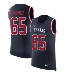 Men's Nike Houston Texans #65 Greg Mancz Limited Navy Blue Rush Player Name & Number Tank Top NFL Jersey
