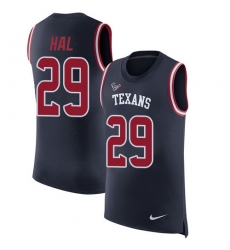 Men's Nike Houston Texans #29 Andre Hal Limited Navy Blue Rush Player Name & Number Tank Top NFL Jersey