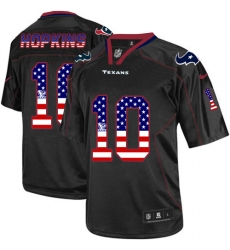 Men's Nike Houston Texans #10 DeAndre Hopkins Elite Black USA Flag Fashion NFL Jersey