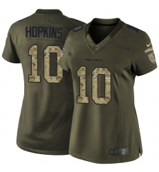 Women's Nike Houston Texans #10 DeAndre Hopkins Elite Green Salute to Service NFL Jersey