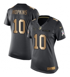 Women's Nike Houston Texans #10 DeAndre Hopkins Limited Black/Gold Salute to Service NFL Jersey