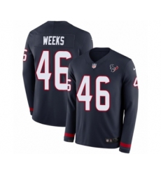 Men's Nike Houston Texans #46 Jon Weeks Limited Navy Blue Therma Long Sleeve NFL Jersey