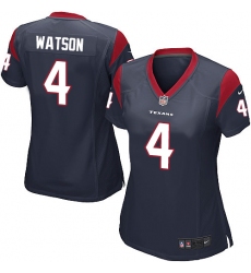 Women's Nike Houston Texans #4 Deshaun Watson Game Navy Blue Team Color NFL Jersey