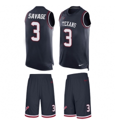 Men's Nike Houston Texans #3 Tom Savage Limited Navy Blue Tank Top Suit NFL Jersey