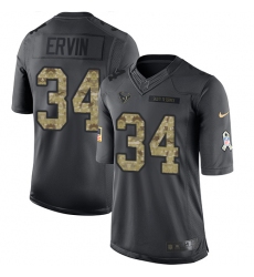Men's Nike Houston Texans #34 Tyler Ervin Limited Black 2016 Salute to Service NFL Jersey