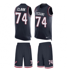 Men's Nike Houston Texans #74 Chris Clark Limited Navy Blue Tank Top Suit NFL Jersey