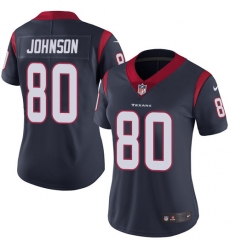 Women's Nike Houston Texans #80 Andre Johnson Elite Navy Blue Team Color NFL Jersey