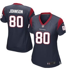 Women's Nike Houston Texans #80 Andre Johnson Game Navy Blue Team Color NFL Jersey