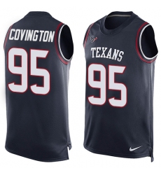 Men's Nike Houston Texans #95 Christian Covington Limited Navy Blue Player Name & Number Tank Top NFL Jersey