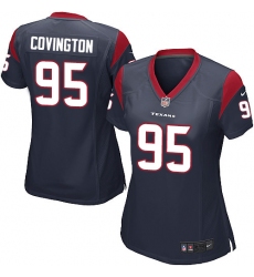 Women's Nike Houston Texans #95 Christian Covington Game Navy Blue Team Color NFL Jersey