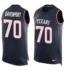 Men's Nike Houston Texans #70 Julien Davenport Limited Navy Blue Player Name & Number Tank Top NFL Jersey