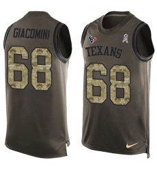 Men's Nike Houston Texans #68 Breno Giacomini Limited Green Salute to Service Tank Top NFL Jersey