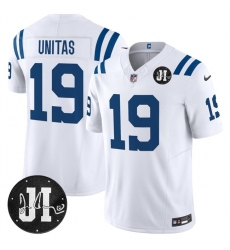 Men's Indianapolis Colts #19 Johnny Unitas White 2025 F.U.S.E. Jim Irsay Vapor Limited Football Stitched Jersey