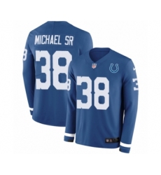 Men's Nike Indianapolis Colts #38 Christine Michael Sr Limited Blue Therma Long Sleeve NFL Jersey