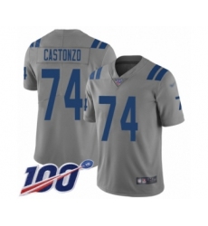 Youth Indianapolis Colts #74 Anthony Castonzo Limited Gray Inverted Legend 100th Season Football Jersey
