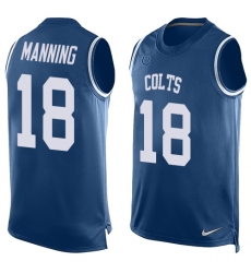 Men's Nike Indianapolis Colts #18 Peyton Manning Limited Royal Blue Player Name & Number Tank Top NFL Jersey
