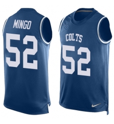 Men's Nike Indianapolis Colts #52 Barkevious Mingo Limited Royal Blue Player Name & Number Tank Top NFL Jersey