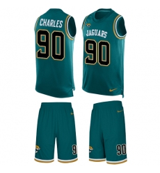 Men's Nike Jacksonville Jaguars #90 Stefan Charles Limited Teal Green Tank Top Suit NFL Jersey