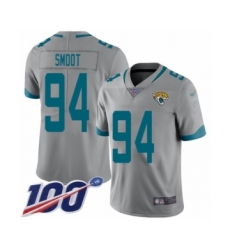 Youth Jacksonville Jaguars #94 Dawuane Smoot Silver Inverted Legend Limited 100th Season Football Jersey
