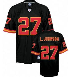 Reebok Kansas City Chiefs #27 Larry Johnson Black Alternate Replica Throwback NFL Jersey