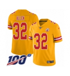 Youth Kansas City Chiefs #32 Marcus Allen Limited Gold Inverted Legend 100th Season Football Jersey