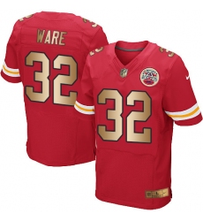 Men's Nike Kansas City Chiefs #32 Spencer Ware Elite Red/Gold Team Color NFL Jersey