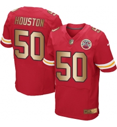 Men's Nike Kansas City Chiefs #50 Justin Houston Elite Red/Gold Team Color NFL Jersey