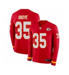 Men's Nike Kansas City Chiefs #35 Christian Okoye Limited Red Therma Long Sleeve NFL Jersey