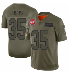 Women's Kansas City Chiefs #35 Christian Okoye Limited Camo 2019 Salute to Service Football Jersey
