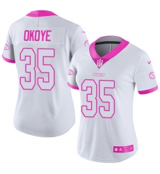 Women's Nike Kansas City Chiefs #35 Christian Okoye Limited White/Pink Rush Fashion NFL Jersey