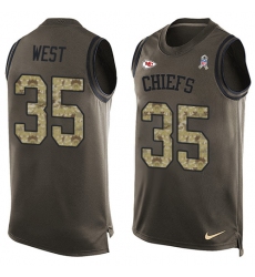 Men's Nike Kansas City Chiefs #35 Charcandrick West Limited Green Salute to Service Tank Top NFL Jersey