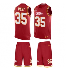 Men's Nike Kansas City Chiefs #35 Charcandrick West Limited Red Tank Top Suit NFL Jersey