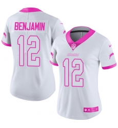 Women's Nike Los Angeles Chargers #12 Travis Benjamin Limited White/Pink Rush Fashion NFL Jersey