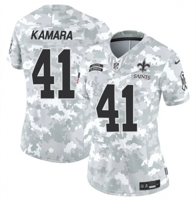 Women's New Orleans Saints #41 Alvin Kamara 2024 F.U.S.E Arctic Camo Salute To Service Limited Stitched Football Jersey(Run Small)