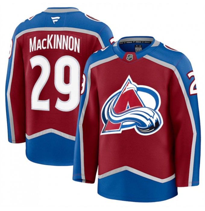 Men's Colorado Avalanche #29 Nathan MacKinnon Burgundy 2024-25 Home Stitched Jersey